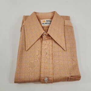 Vintage Golden Horse Large Collar Dress Shirt Mens Medium 1970s